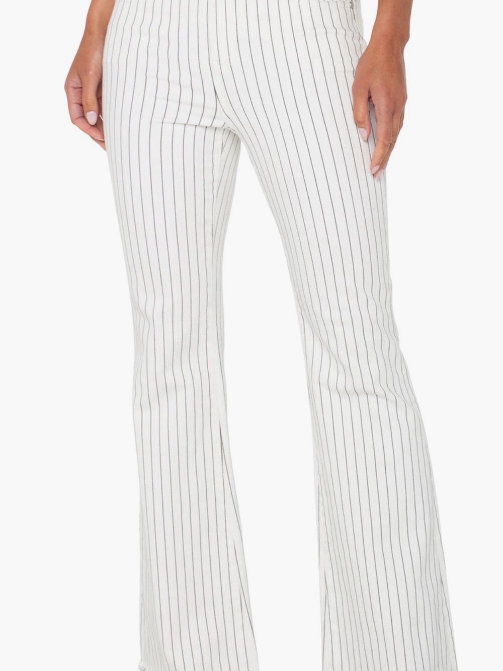 Liverpool Los Angeles Hannah Hi-Rise Flare Jeans White Pinstripe 12